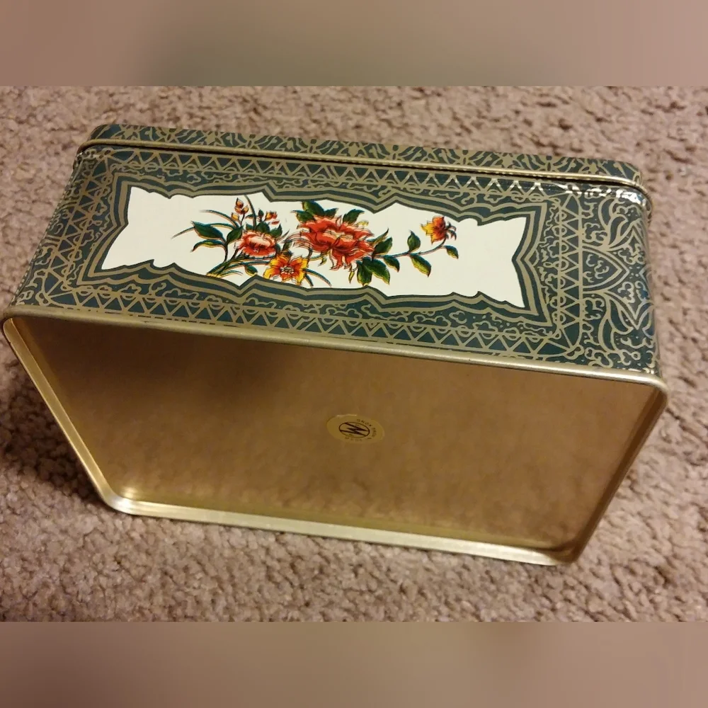 Vintage Tin Decorative Tin Bird Motif Floral Pattern Hong Kong